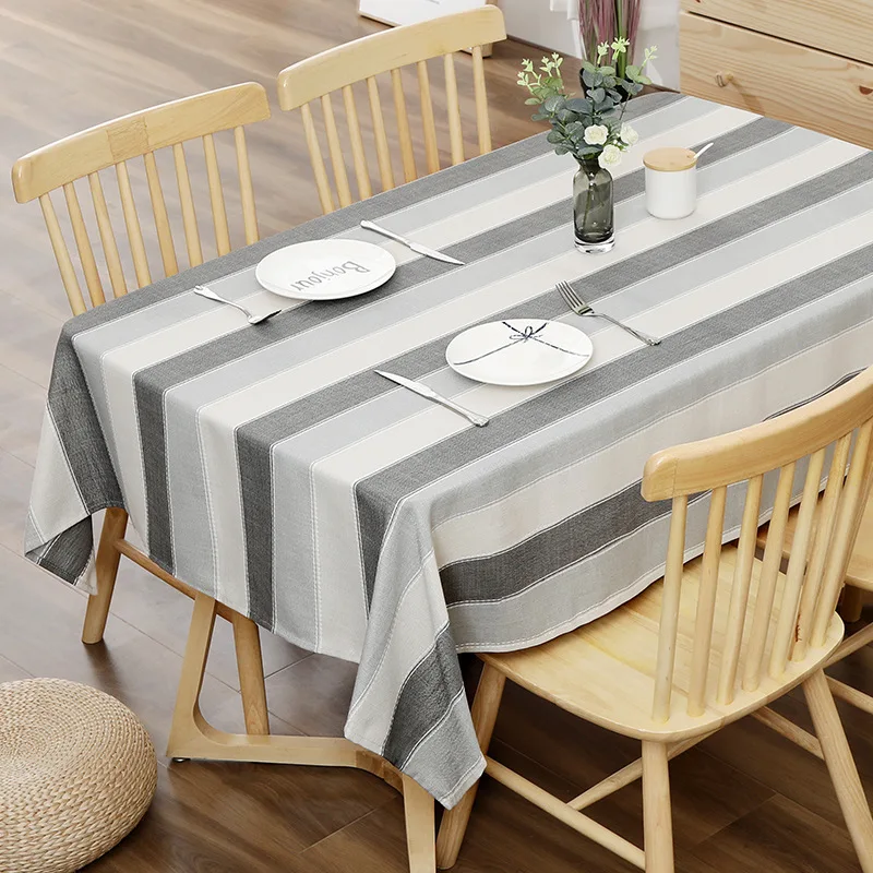 Simple and Fashionable Black and White Striped Rectangular Tablecloth Kitchen Restaurant Decoration Table Waterproof Tablecloth