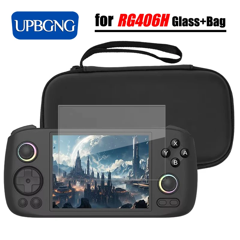 

Glass+Bag for Anbernic RG406H RG 406H Screen Protector Tempered Glass Film EVA Portable Case for RG406H Cover Accessories