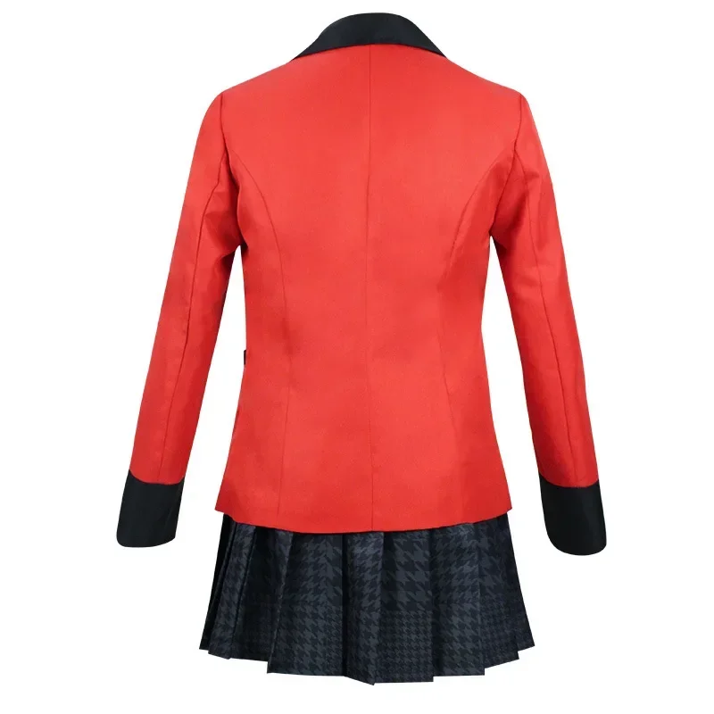 Kakegurui Jabami Yumeko Cosplay para Mulher, Jogador Compulsivo, Garota da Escola, Saia Plissada, Uniforme, Peruca, Trajes de Halloween, Anime