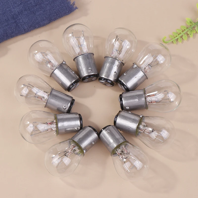 

10Pcs Bright DC12V 380 BAY15D 1157 21/5W Natural White Glass Double Filament Warm White Car DRL Stop Brake Lights Halogen Bulb