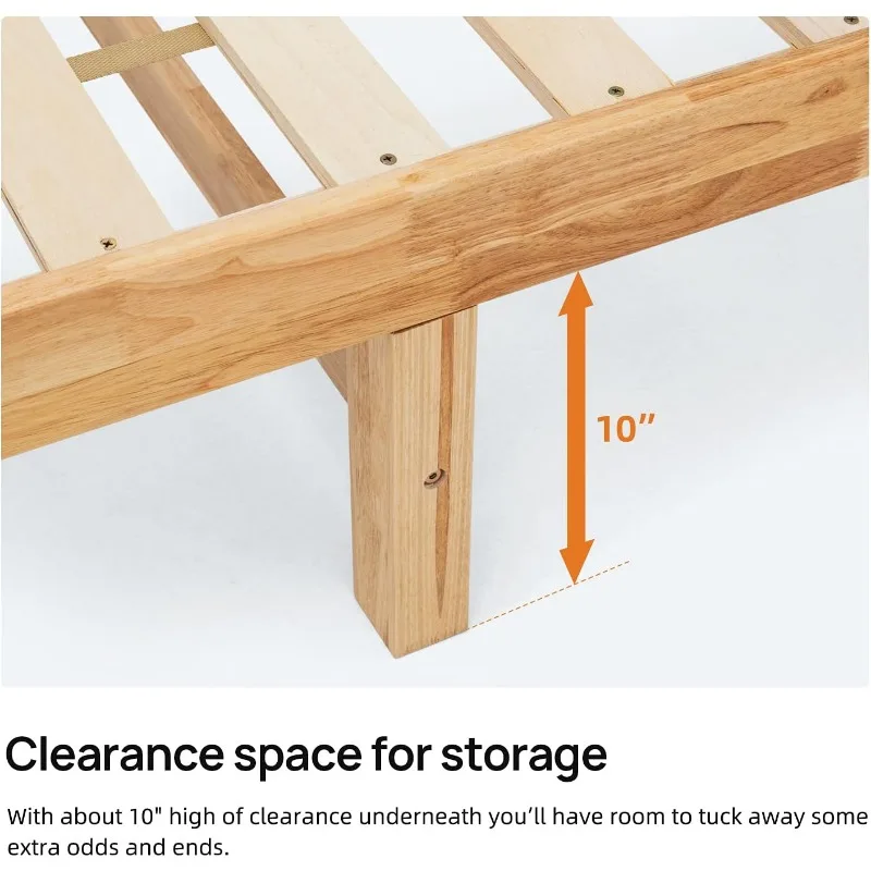 إطار سرير بمنصة خشبية بحجم كوين، لا حاجة إلى صندوق زنبركي، شرائح خشبية تدعم خشب البلوط، لمسة نهائية طبيعية لأثاث غرفة النوم المنزلية