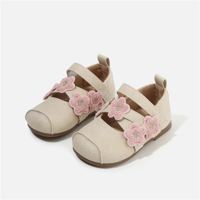

New Autumn Baby Shoes Leather Flower Toddler Girls Princess Shoes Barefoot Shoes Party Soft Sole Outdoor Fashion Kids Shoes