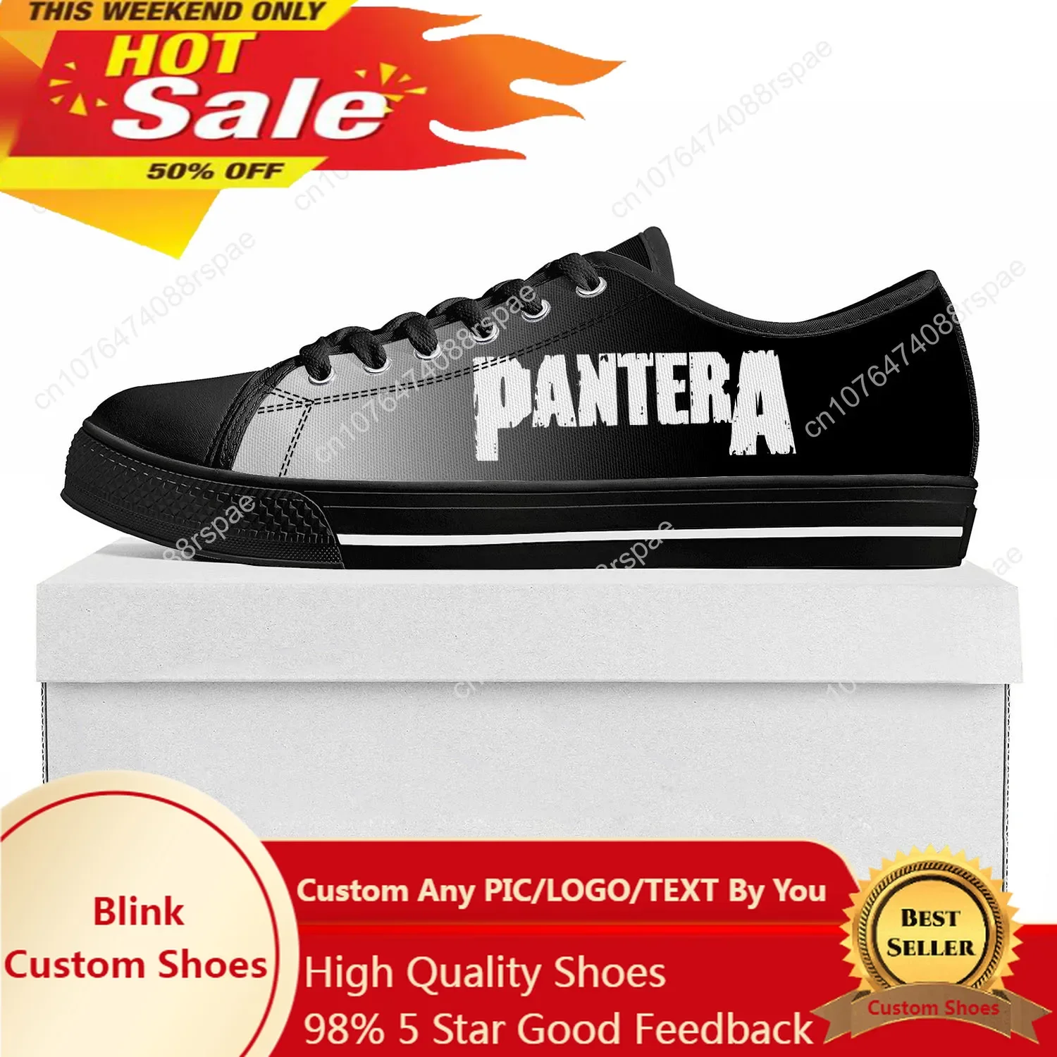 Pantera Metal Band Pop Low Top High Quality Sneakers Mens Womens Teenager Canvas Sneaker  Prode Casual Couple Shoes Custom Shoe