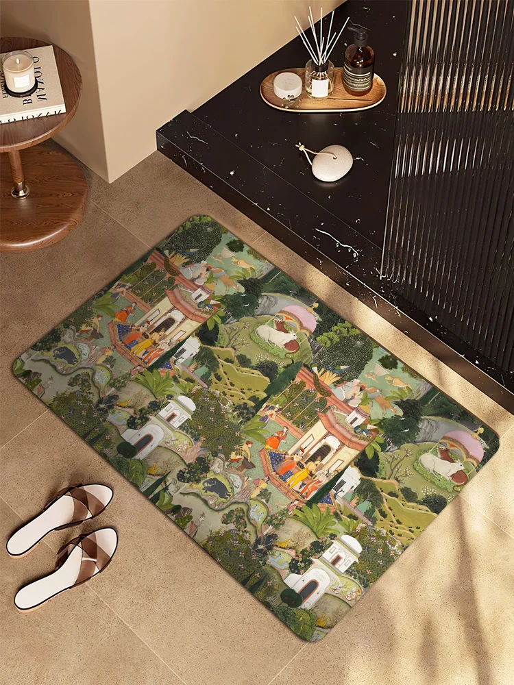 

Retro American Sle Batoom Mat Qui Dry Silicon Dendroid Water Absorbent Doormat Anti Slip Toilet Entrance Carpet