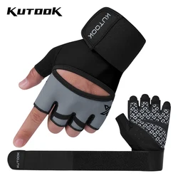 KUTOOK Workout Gloves for Men Women Padded Weight Lifting Gloves with Wrist Wraps Support Full Palm Protection Grip for Gym T