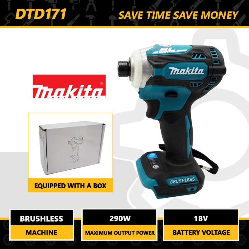 

Makita DTD171 Бесщеточный аккумуляторный ударный отвертка Аккумуляторная отвертка Дрели Электроинструменты 18 В BL Двигатель Набор голых инструментов