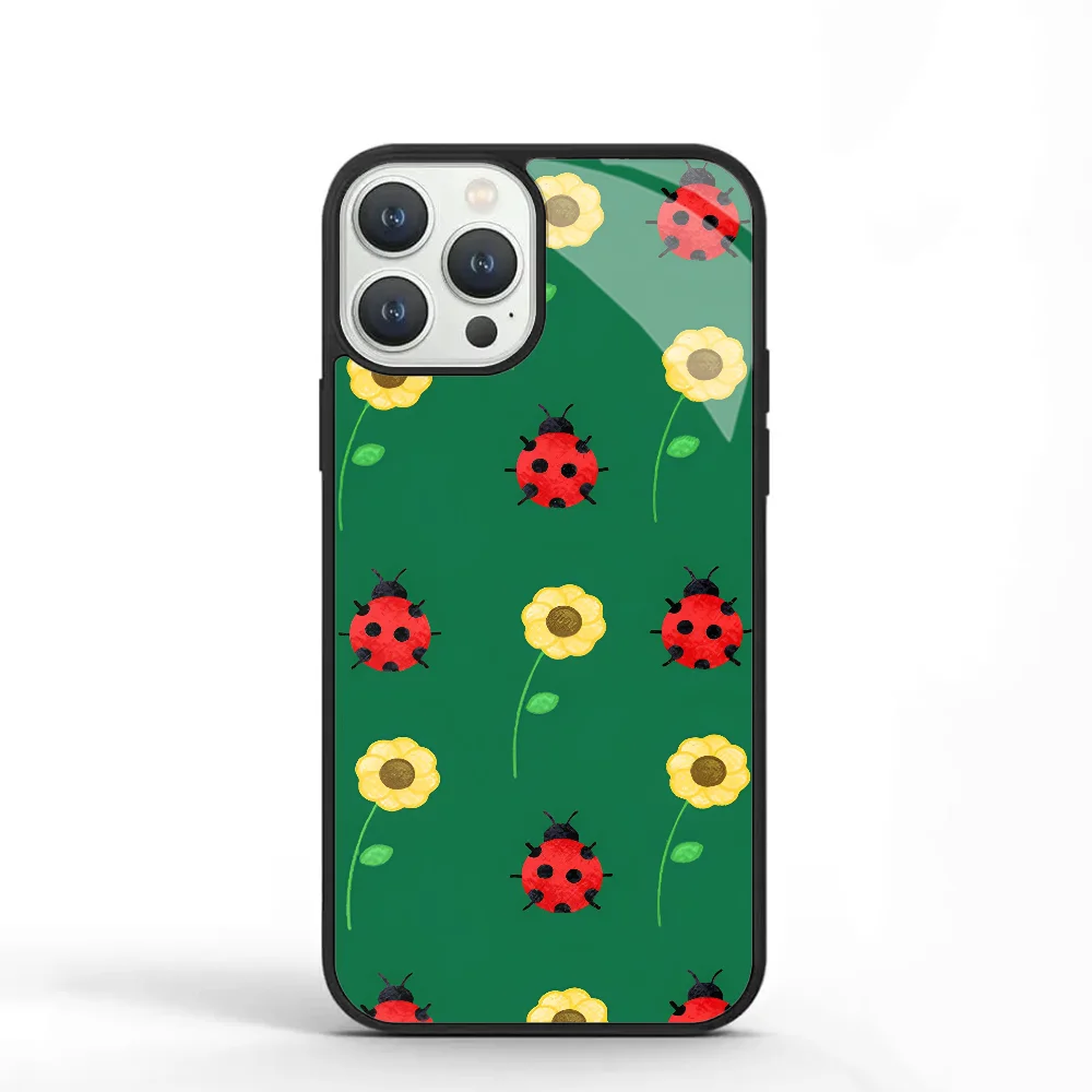 Ladybug Sunflower Phone Case For IPhone 11 12 13 14 15 Plus Pro Max Mirror Acrylic PC TPU Cover