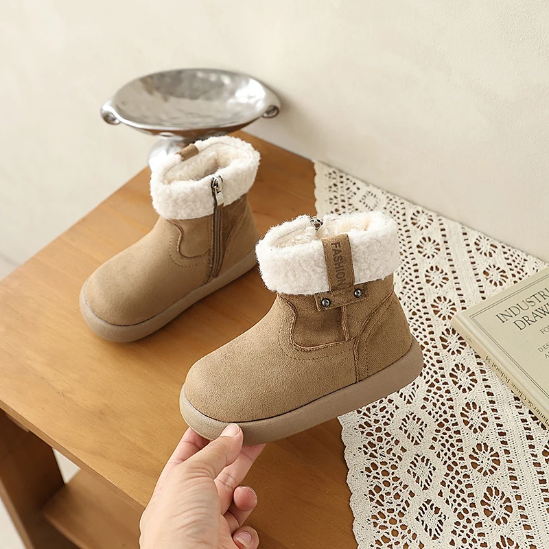 JGSHOWKITO Kids Snow Boots Winter Soft Furry Hairy Little Girls Ankle Boots for Outdoor Thermal Non-slip Children Plush Boots
