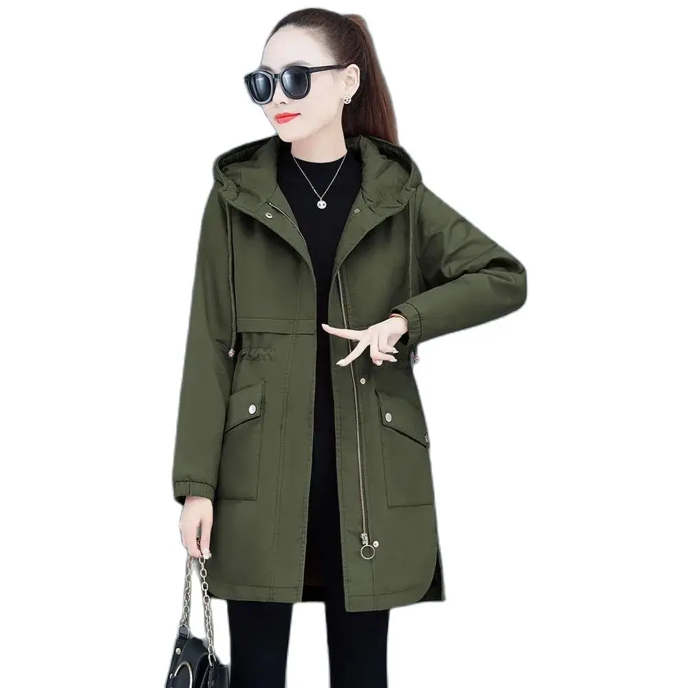 

2024 New Autumn And Winter Fleece Temperament Long Trench Coat Female Korean Fashion Slim Joker Hooded Coat Female Tide.