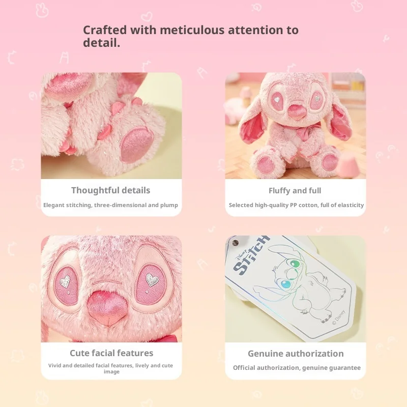 Muñeco de peluche de Disney Stitch Golden Love de 25cm, oso Adorable, Animal relleno, juguete suave, dulce regalo para novia e hija