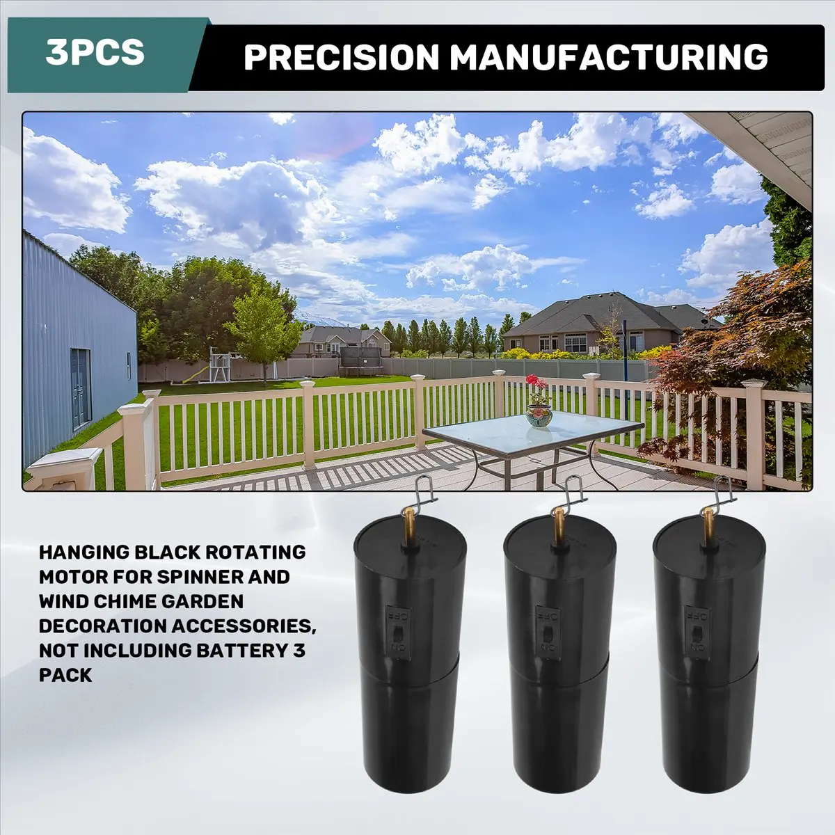 A32I Hanging Black Rotating Motor for Spinner and Wind Chime Garden Decoration Accessories, Not Including Battery 3 Pack