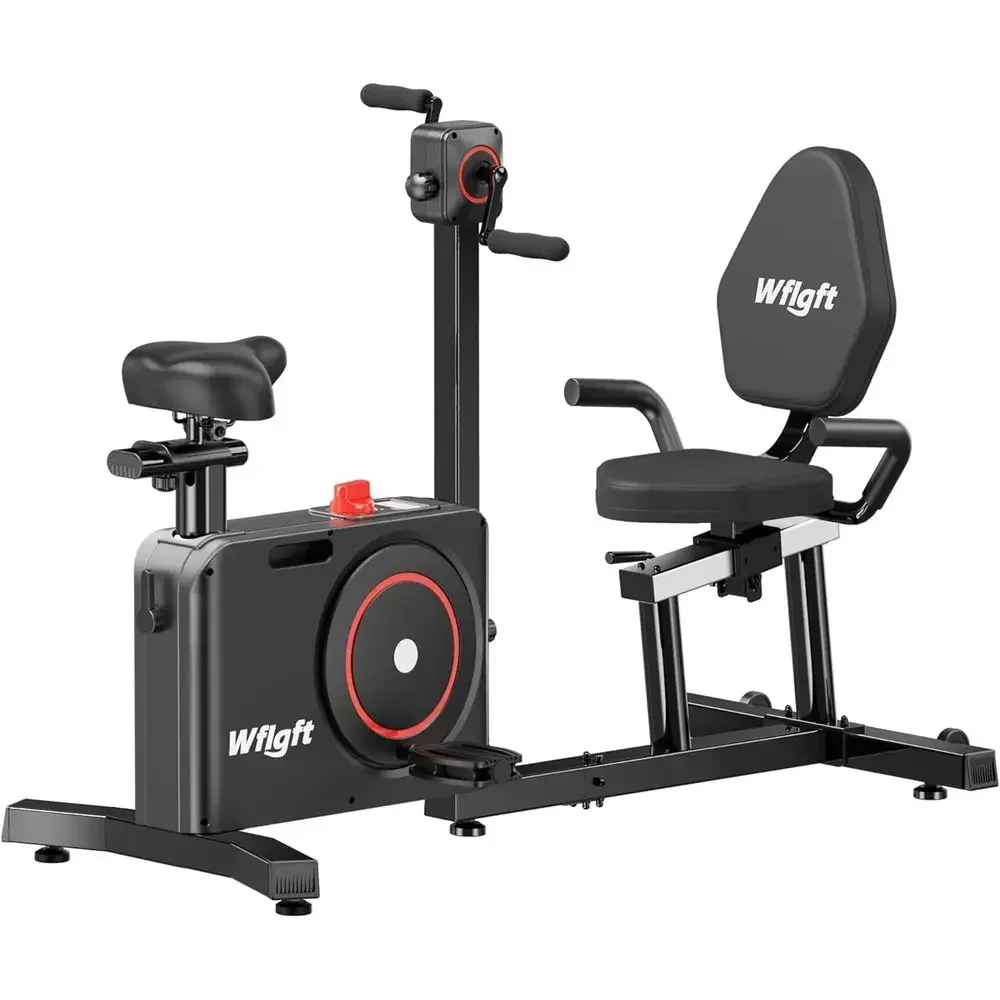 Adjustable Seat & Backrest Recumbent Exercise Bike with 8-Level Resistance & LCD Display