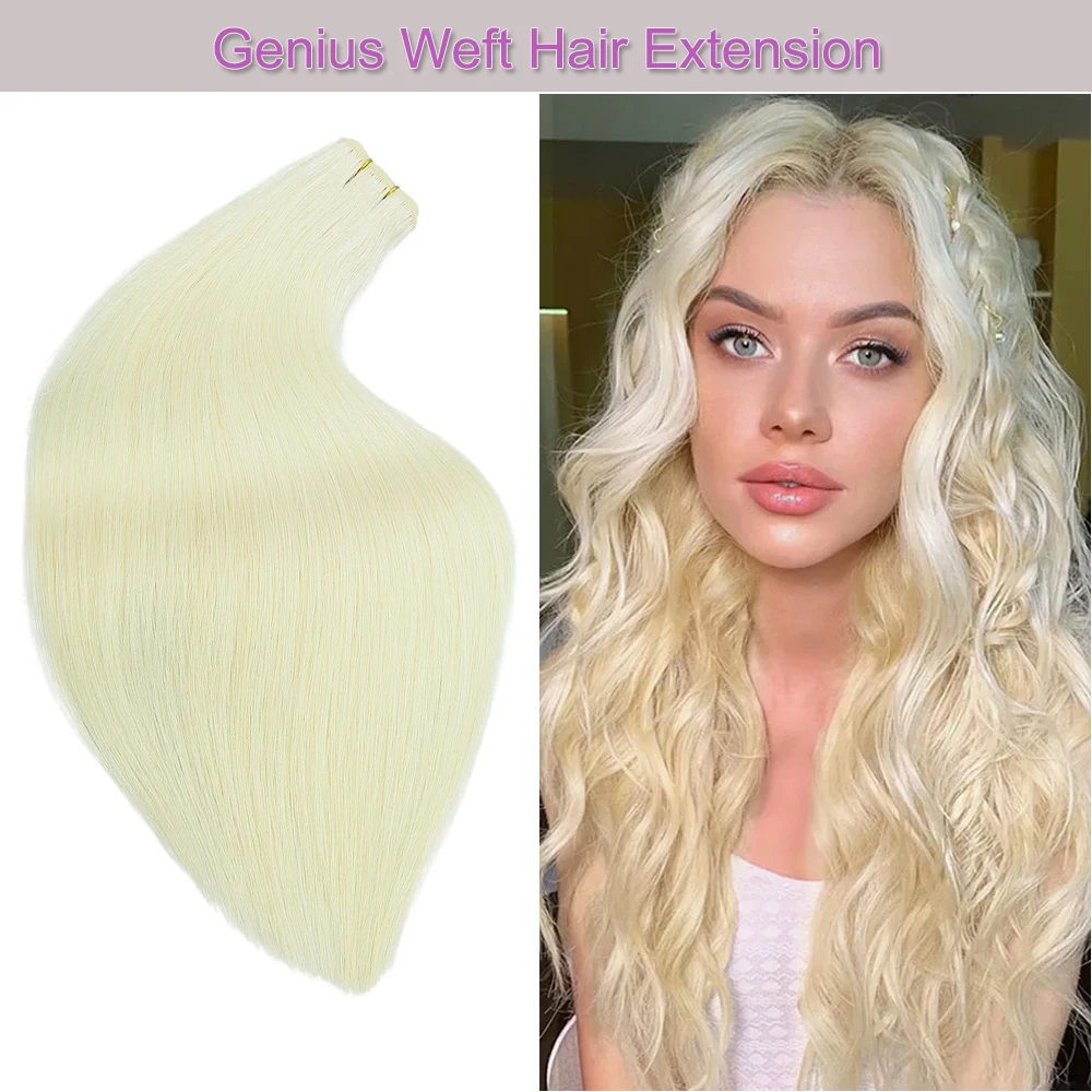 عبقرية لحمة شعر بشري روسي ملحقات 20-22 بوصة 50 جرام بشرة الانحياز سلس لصنع شعر مستعار وصلات شعر #1