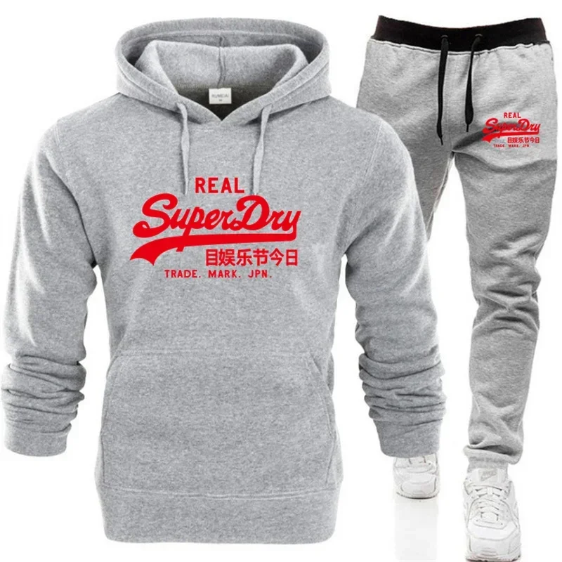 Autumn and winter male and female couples brand fitness sports set fashion hooded jumper + casual pants two-piece set