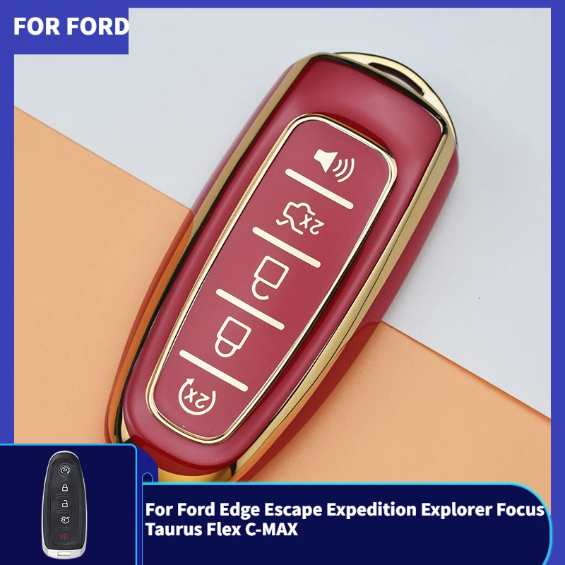 5 Button Car Remote Key Cover Shell Fob Case for Ford Edge Escape Expedition Explorer Focus Taurus Flex C-MAX Keychain Protector