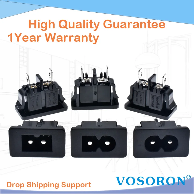

IEC 320 C8 Male 2 Pins Power Inlet Socket Connector AC 250V 2.5A