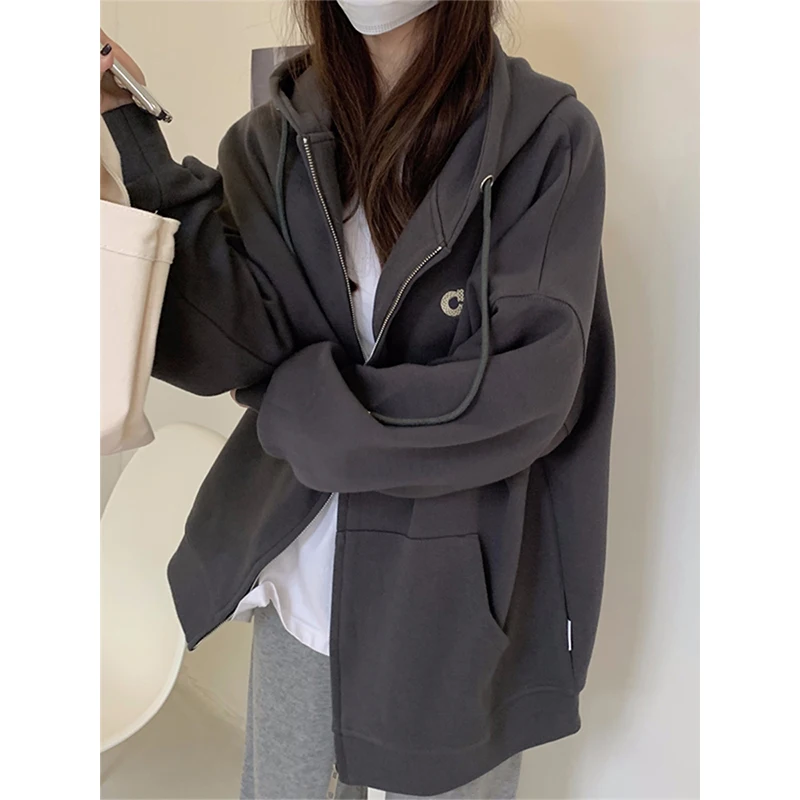 

Chic Hoodies Women 2024 Autumn New Loose Kangaroo Pockets All-Match Long Sleeve Streetwear Casual Design Classic Ulzzang Females