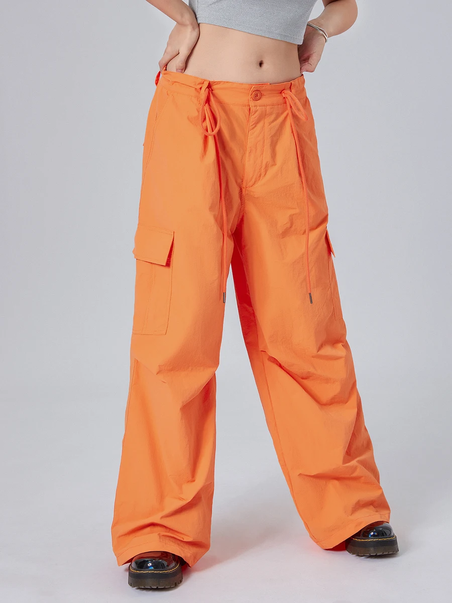 

Women Oversized Wide Leg Cargo Pants Solid Drawstring Baggy Sweatpants Casual Loose High Waist Trousers With Pockets