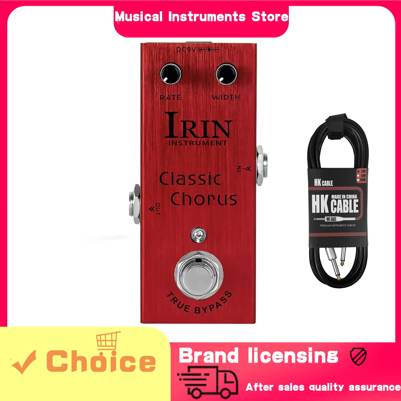 

IRIN педаль эффектов для электрогитары классический хор эффект True Bypass педаль аксессуары для гитары с соединительным проводом 3 м