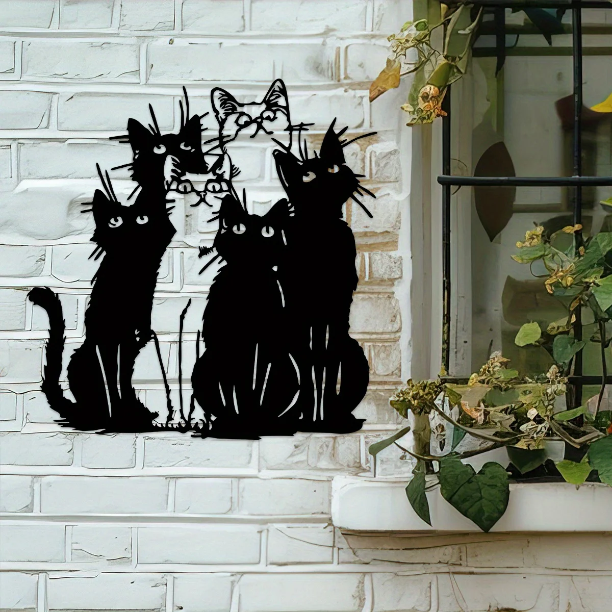 1 Stück verspielte Metallwandkunst „Schwarze Katze“ – ideales Geschenk für Katzenbegeisterte, zeitgenössischer Stil für Thanksgiving und Weihnachtsdekoration