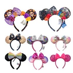 Disney World Minnie Ear Headband For Child EarsWomen Disneyland Mickey Adult/Women Disneyland Leather Plush Sequin Cosplay Girls