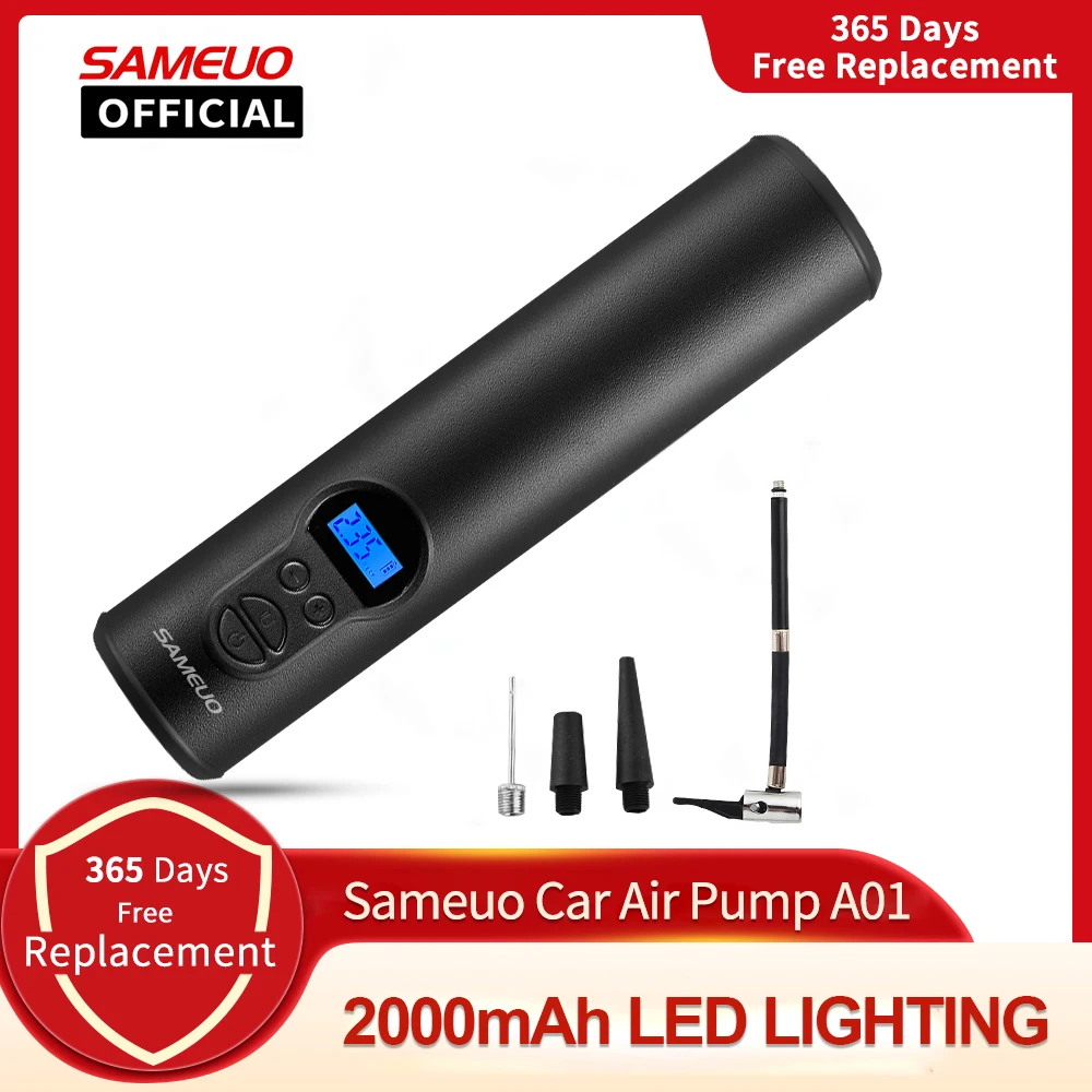 Sameuo Car Air Pump Compressor Battery Electric Portable Car Tyre Inflator for Car Motorcycle and Bicycle Tires