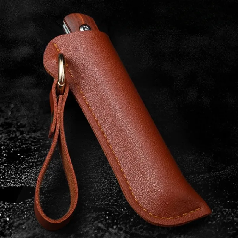 Fruit knife, sharp outdoor folding knife, multi-functional knife for cutting meat and peeling, with leather case KR9195