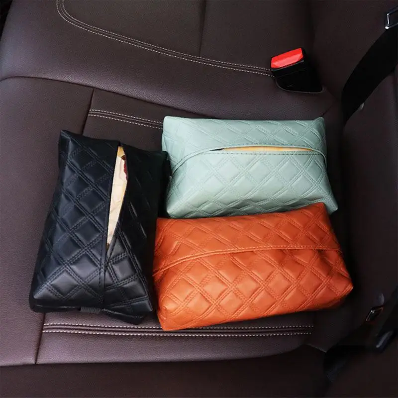 Tissue Box For Car Car Back Seat Headrest Tissue Boxes Vehicle Facial Tissue Holder PU Leather Tissue Box Rectangle Napkin