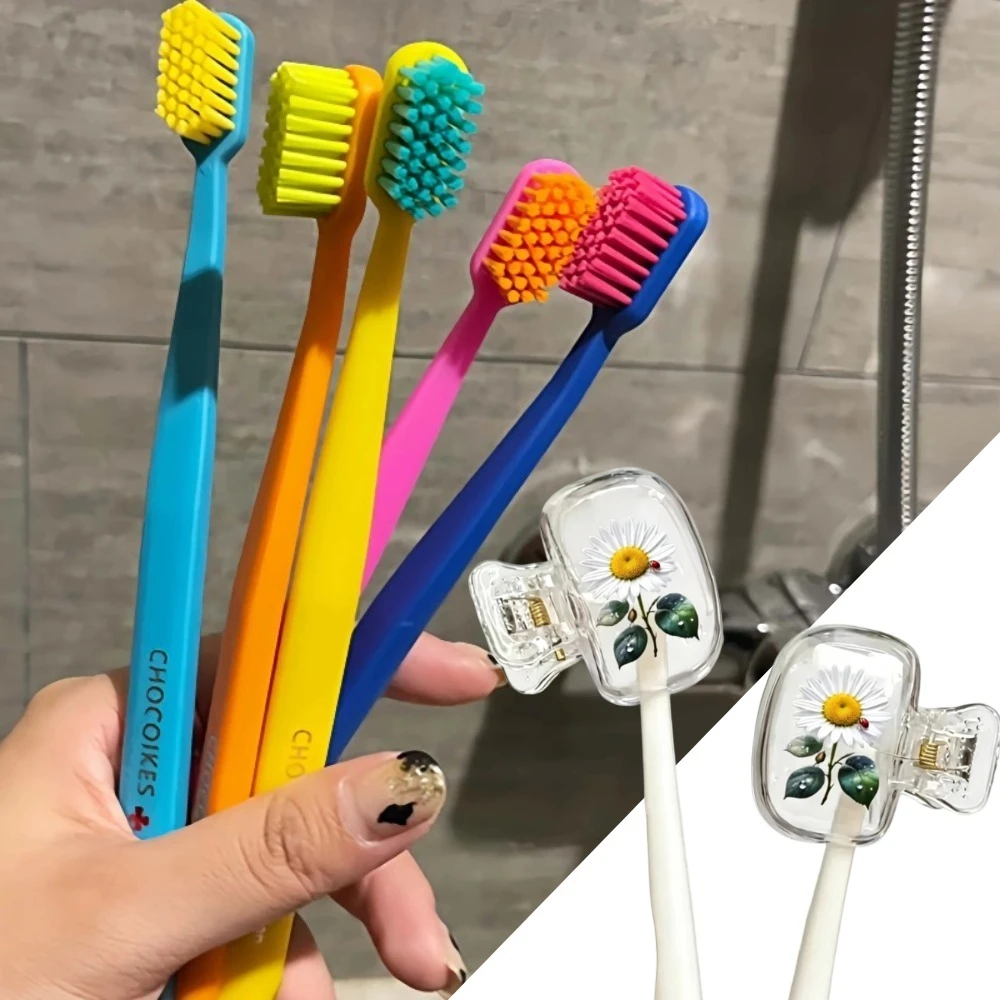 7 Packs Soft Nylon Bristle Toothbrush Set Swiss Caring Ergonomic Handle for Travel Hotel Adult Oral Care Manual Brush