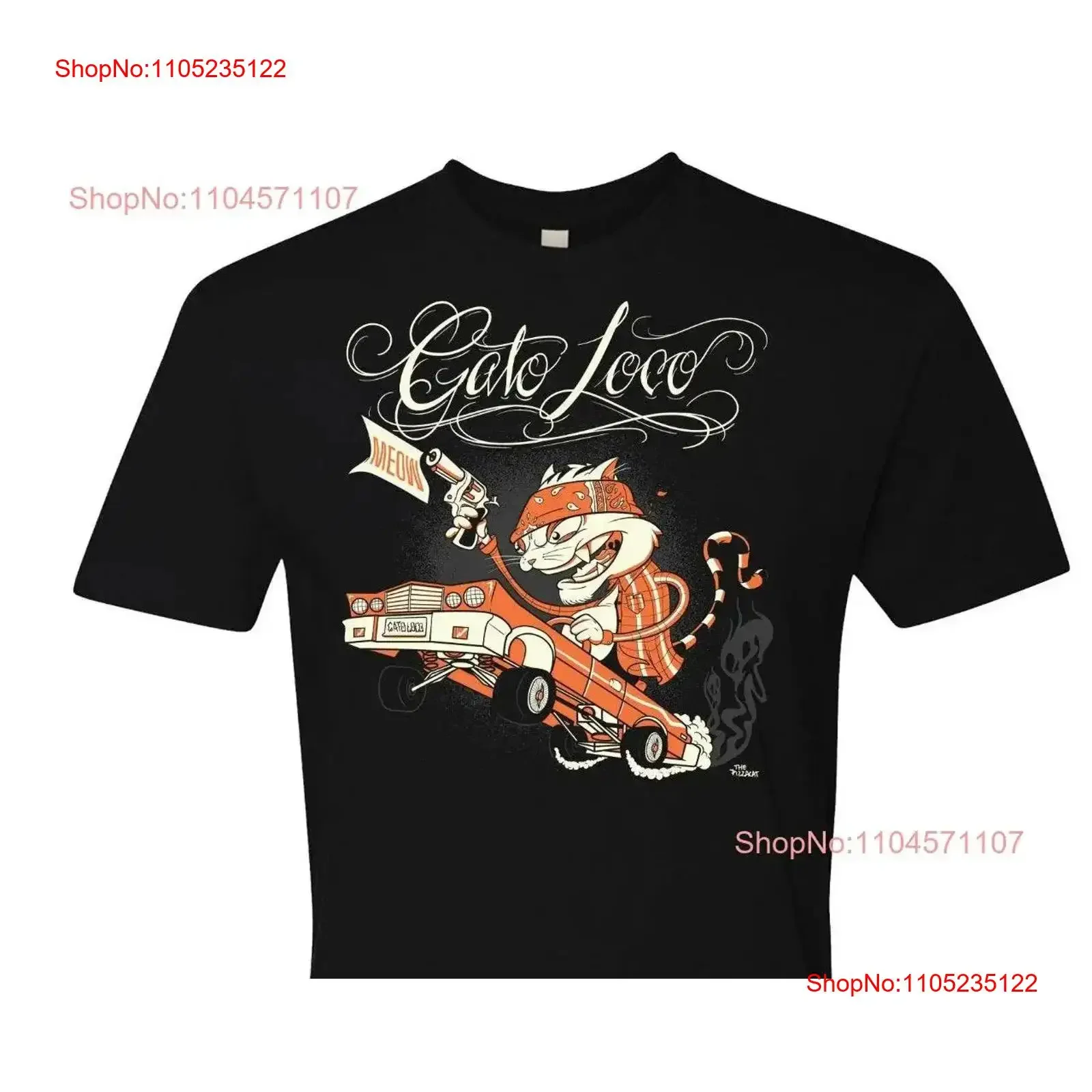 

Gato Loco lowrider cat Metal Men's T Shirt Funny Lover Dad Gangster Valentines vintage Washed graphic Slightly designer clothes