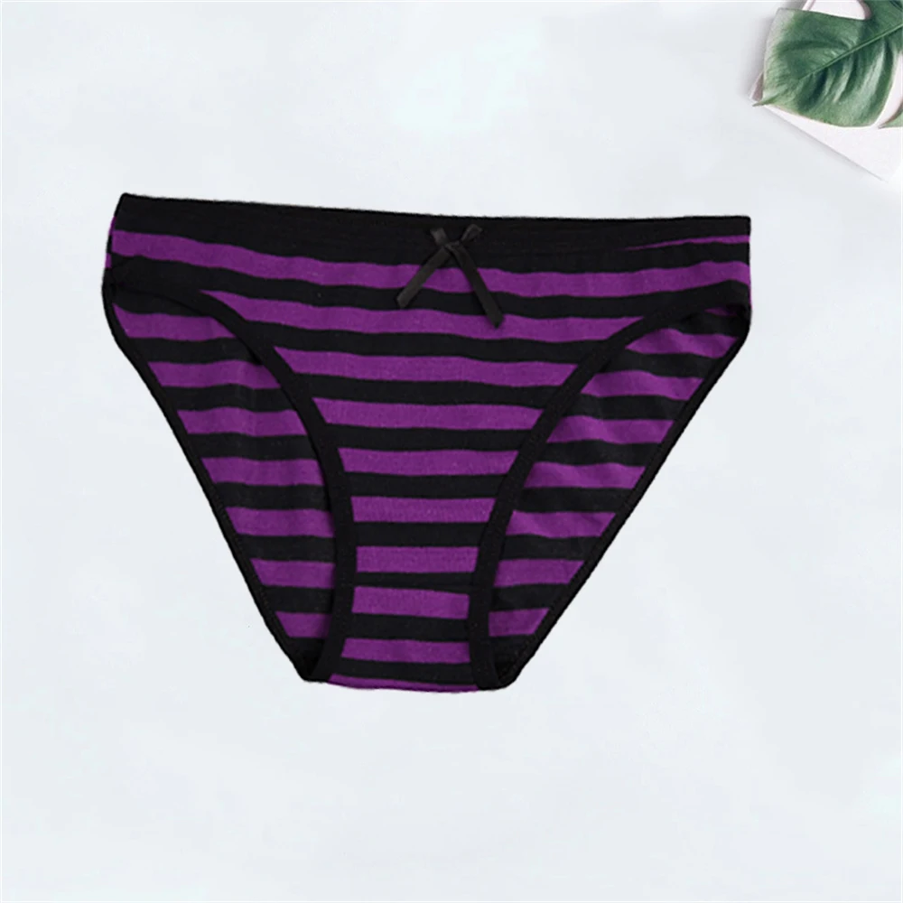 Woman Underwear Panties Women Sexy Low Waist Cotton Striped Briefs Intimates Lingerie 5 Pcs/set