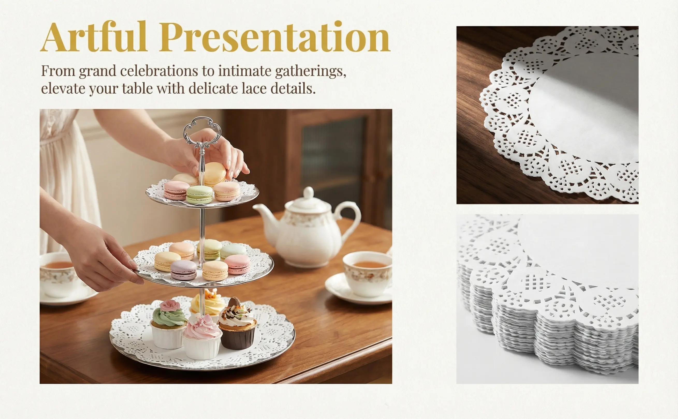 300Pcs Lace Paper Doilies Round Oil Absorbent Sheets for Baking Cooking Serving Frying Cake Dessert Table Tableware