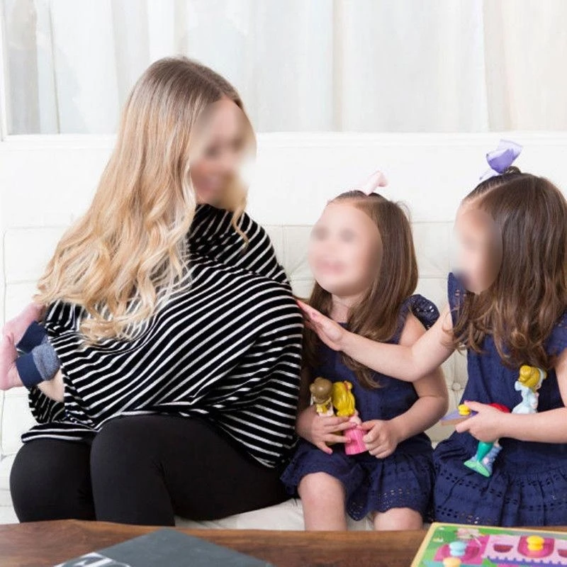 J15U غطاء الرضاعة الطبيعية وشاح سيارة الطفل لمقعد المظلة شريط قطري شال