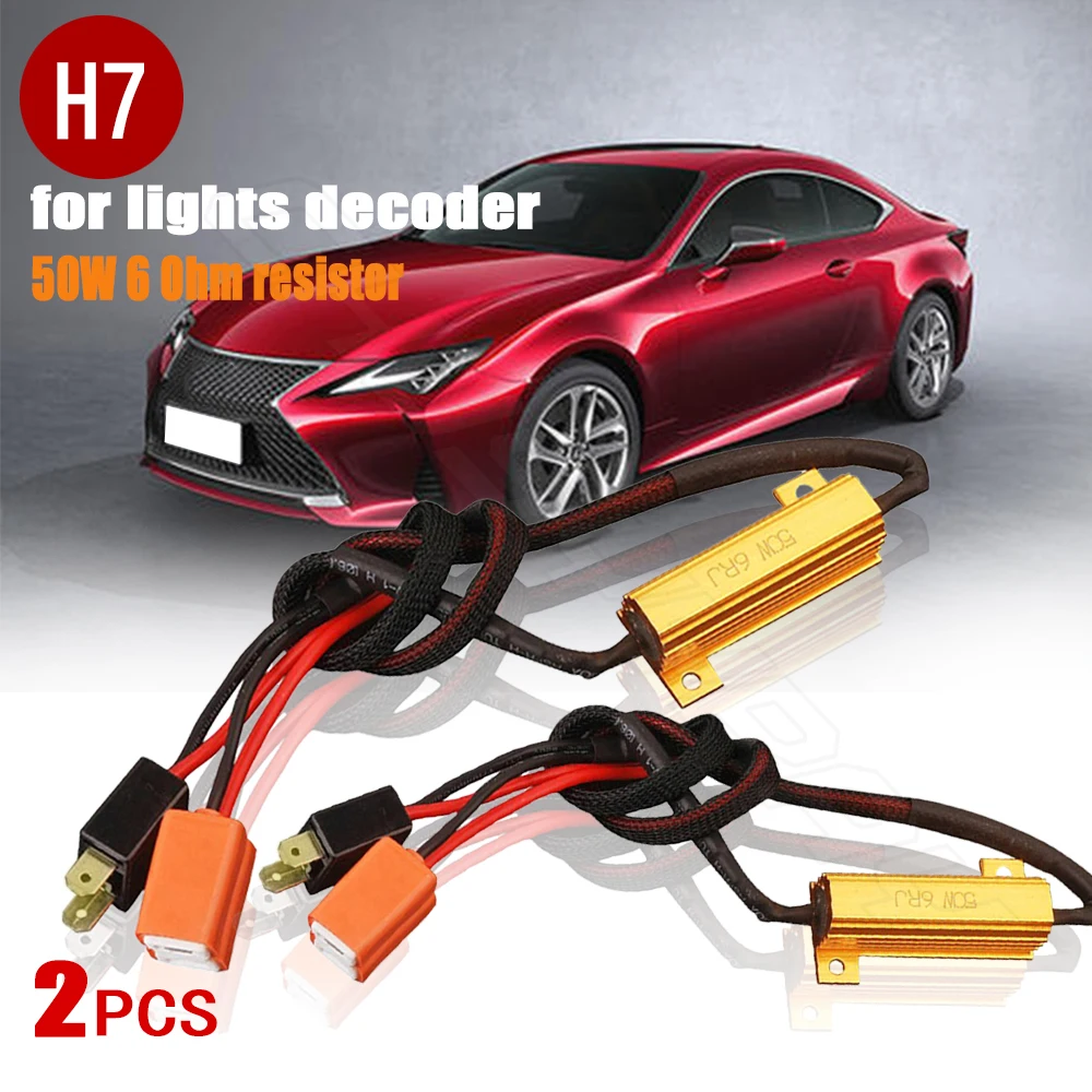 

2pcs H7 Bulb Socket Wiring Harness Headlight 12V-24V ABS and Copper Wirefor Plug and Play Fog Lamp Male Connector Pig Tail