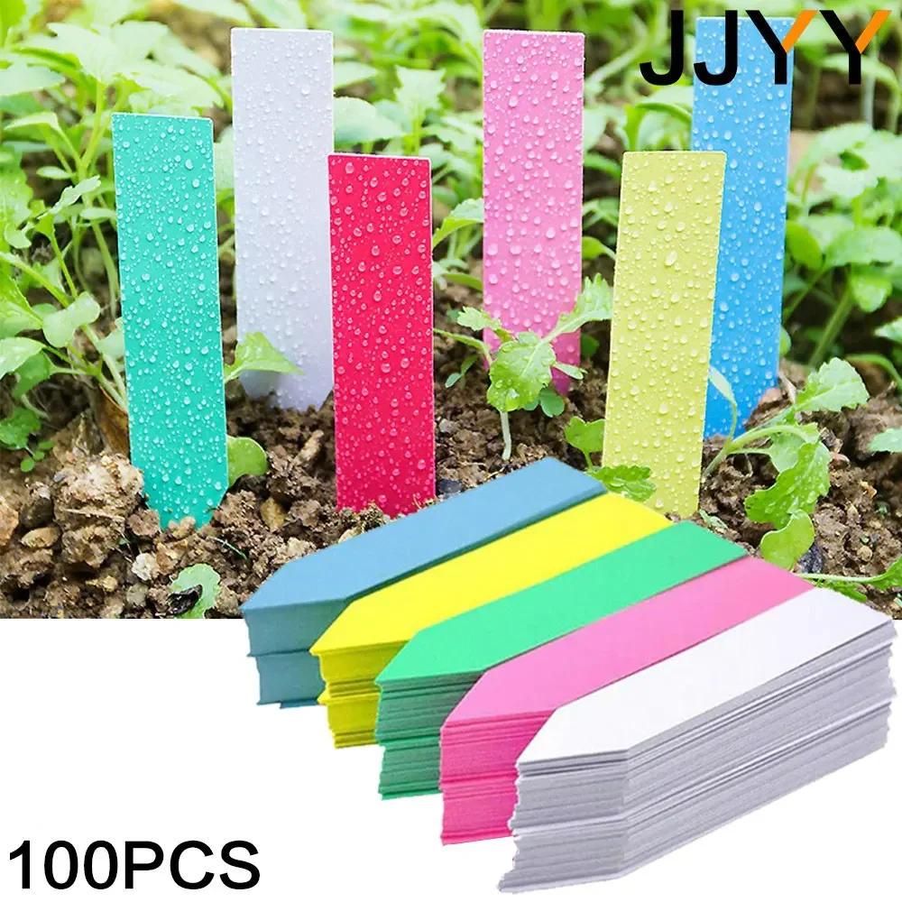 JJYY 1 Packung/100 Stück Pflanzenetiketten-Marker, wasserdicht, PVC, für Gartenpflanzen, Klassifizierung, Sortierschild, Tags, Pflanzen- und Kinderzimmer-Marker, Etikett