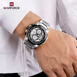 NAVIFORCE Original Watch for man 2025 New Stainless Steel Waterproof Chronograph Classic Quartz Wristwatch Brand Men Watch Gifts