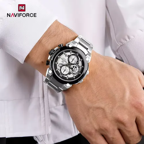 Imagen 1 del producto Reloj Original NAVIFORCE para hombre 2025, nuevo reloj de pulsera de cuarzo clásico con cronógrafo resistente al agua de acero inoxidable, reloj de marca para hombre, regalos