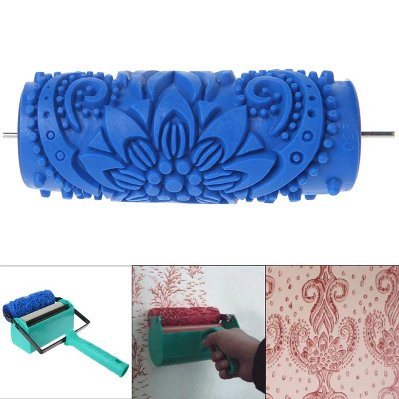 5 Inch Embossed Paint Roller Sleeve Wall Texture Stencil Brush Pattern Decor 095Y