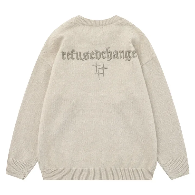 Black Cleanfit Sweater 2025 Men's Clothing Loose Lazy Style Winter Letter Embroidered Sweater O-neck Long-sleeve Pullover Jacket