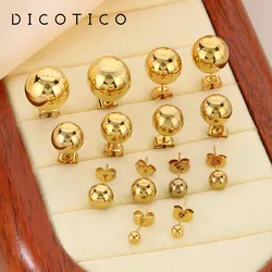 New Gold Color Stud  Earrings for Women Stainless Steel Hollow Balls Earring Women's Aretes Wedding Ear Jewelry Wholesale