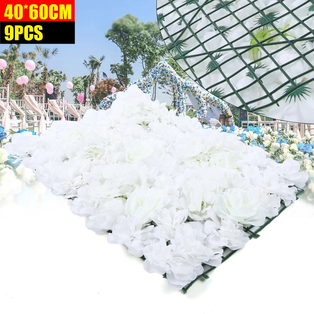 9 pcs Artificial Silk Flower Wall Panel Wedding Photography Venue