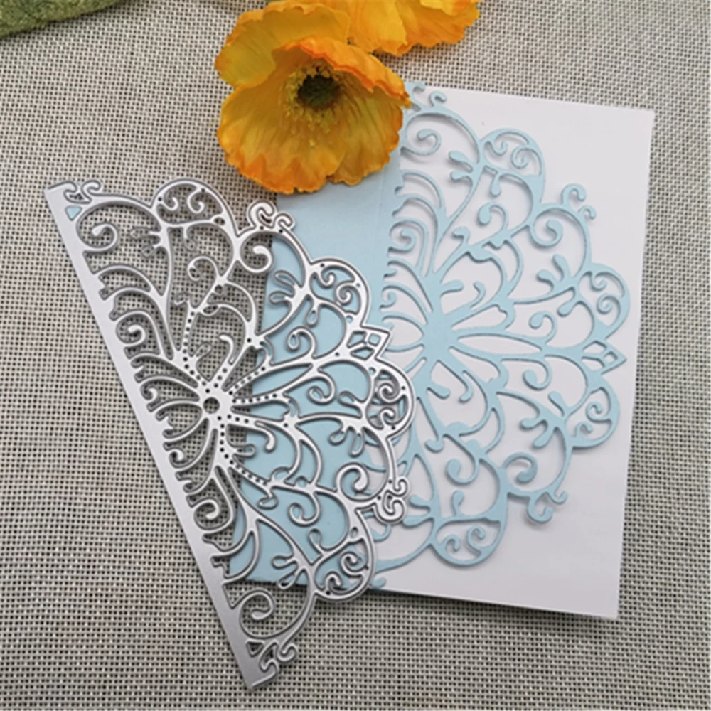 Flower Lace Fan shape Metal Cutting Dies Stencil Scrapbooking Photo Album Card Paper Embossing Craft DIY