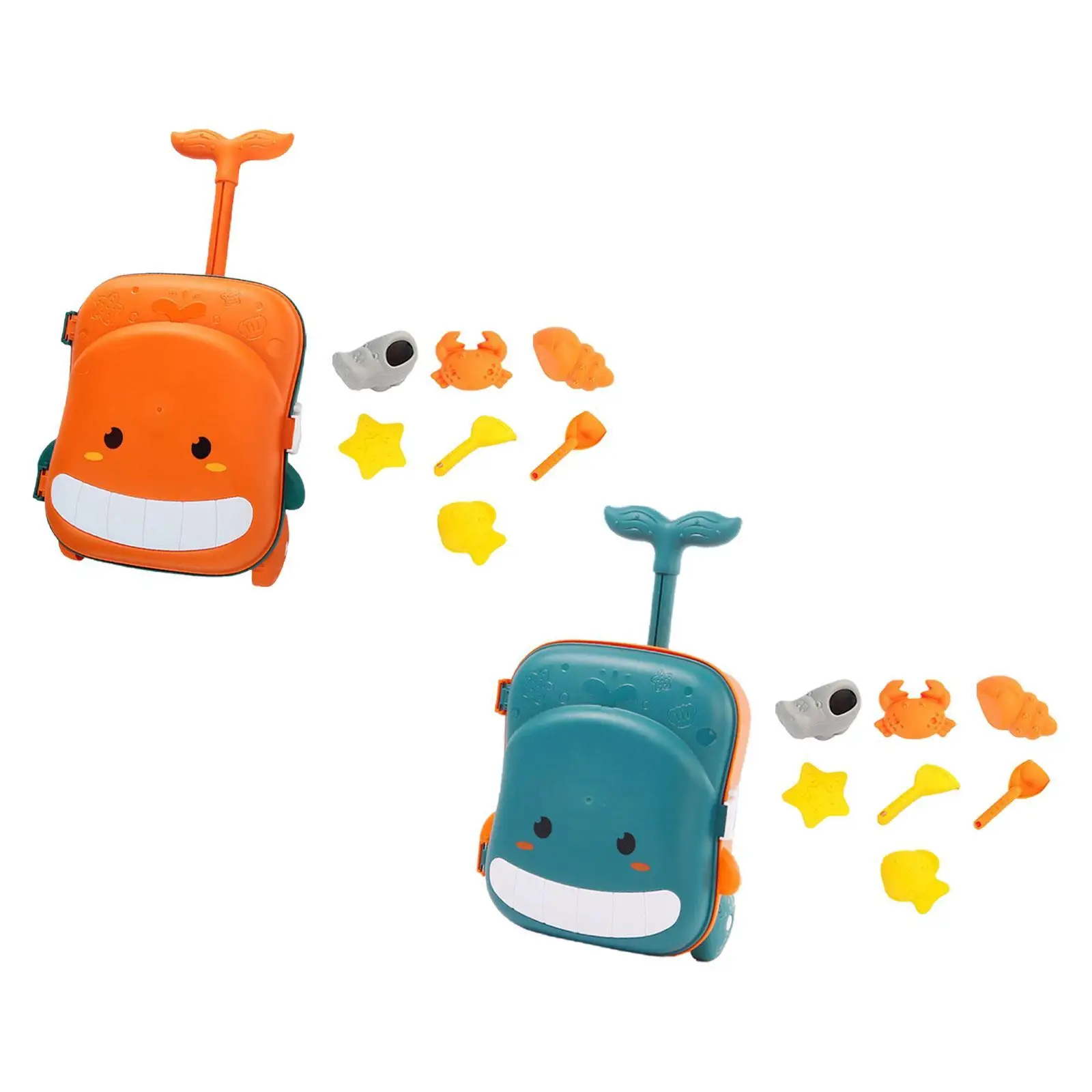 Set di giocattoli da spiaggia per bambini Giocattolo da esterno Viaggio Spiaggia Kid Tirare il giocattolo Strumento di scavo di sabbia Clessidra Pala Secchio Kit Trolley per bagagli