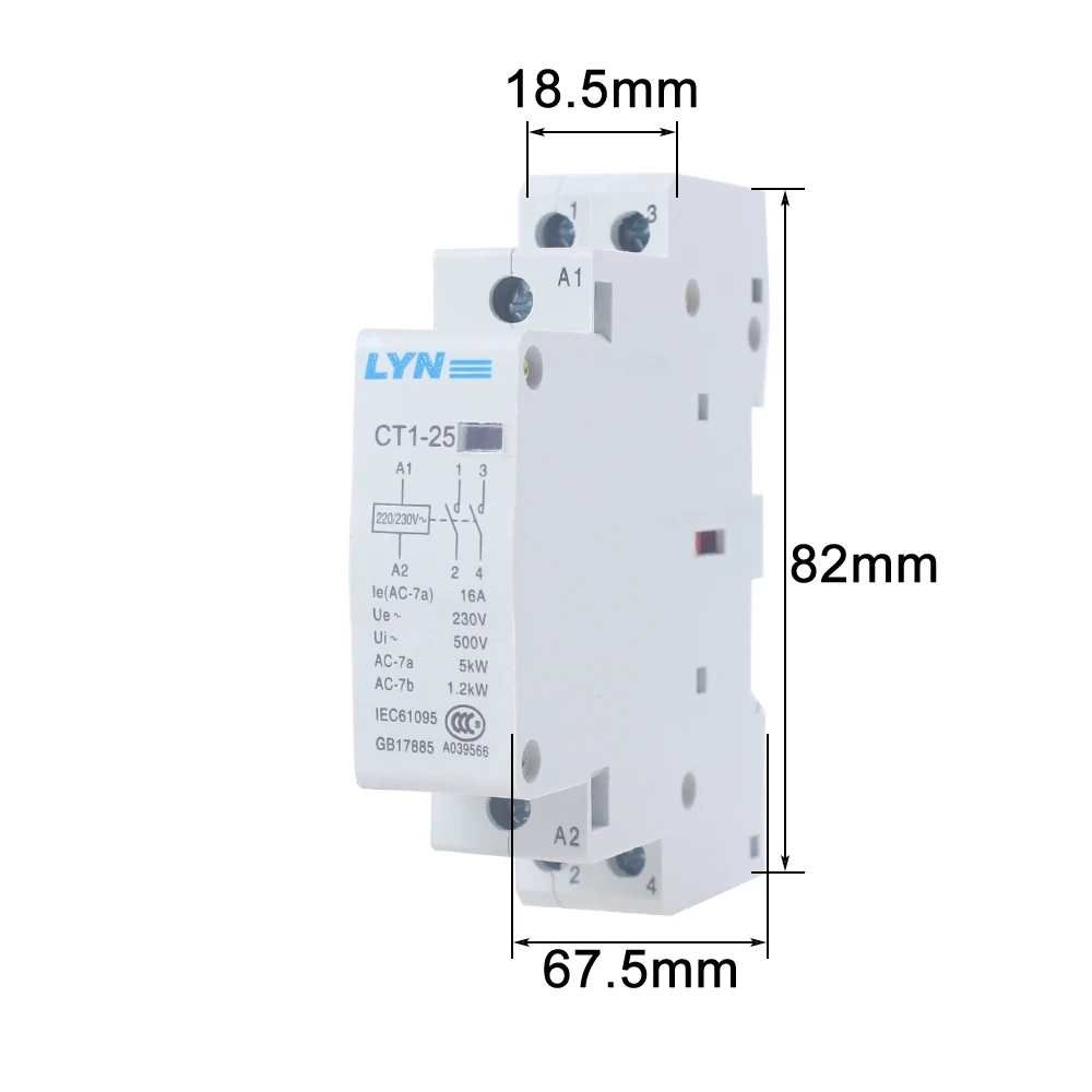 auxiliar de partida KOHTAKTOP CT1-25 16A 25A 20A 2P 2NO 4P 4NO CT1-63 32A 40A 63A 230v 50or60HZ Din rail Household AC Contactor