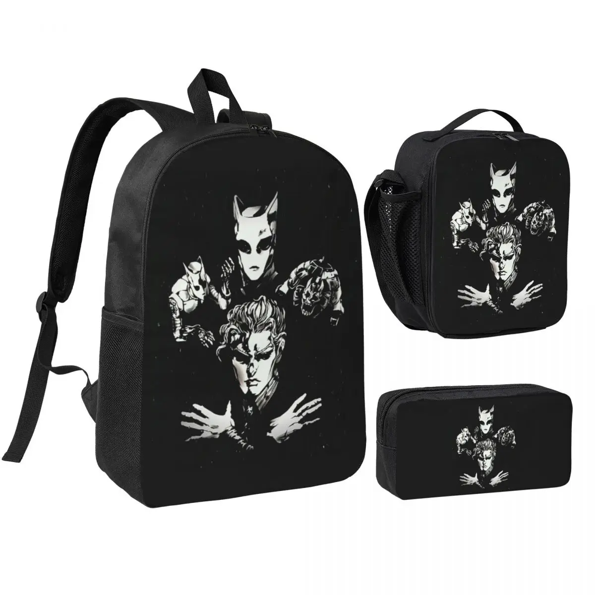 Yoshikage Kira Jojo Bizarre Adventure Backpack Boys Girls BookBag School Bag Shoulder Bags 3ps Insulated Lunch Bag Pencil Case