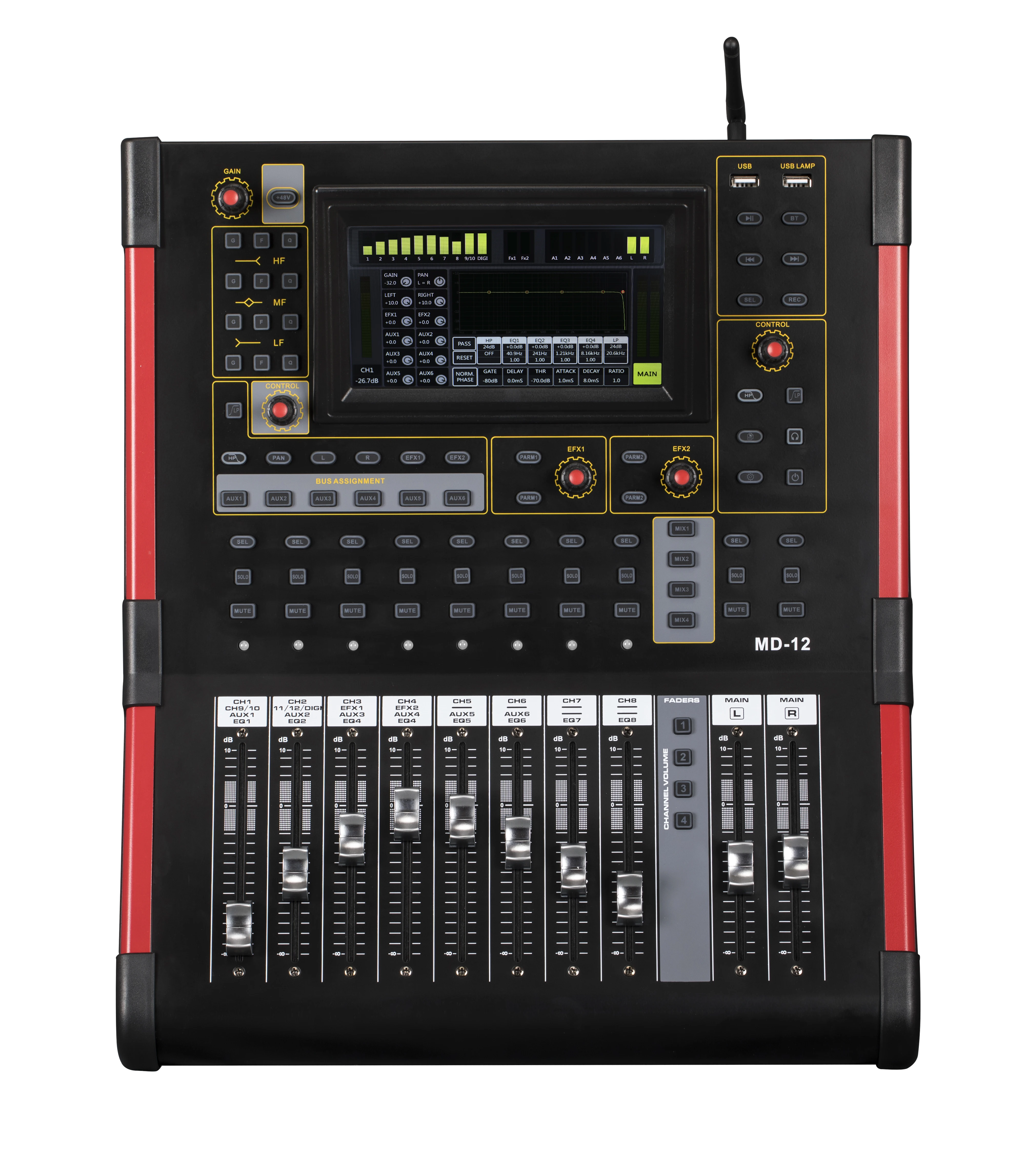 Professional 18 Channel Digital Mixer With BT 48 Phantom Power Touchscreen DJ Audio Mixers Console Mixing