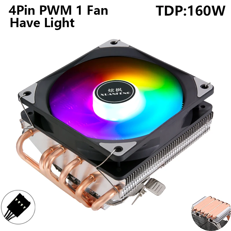XUANFENG 6 Heatpipe Luchtgekoelde 120 mm ventilator 4pin / PWM Mute PC Horizontale CPU-koeler installeren LGA1700 1200 115x2011 AM4 AM5 i3 i5 i7