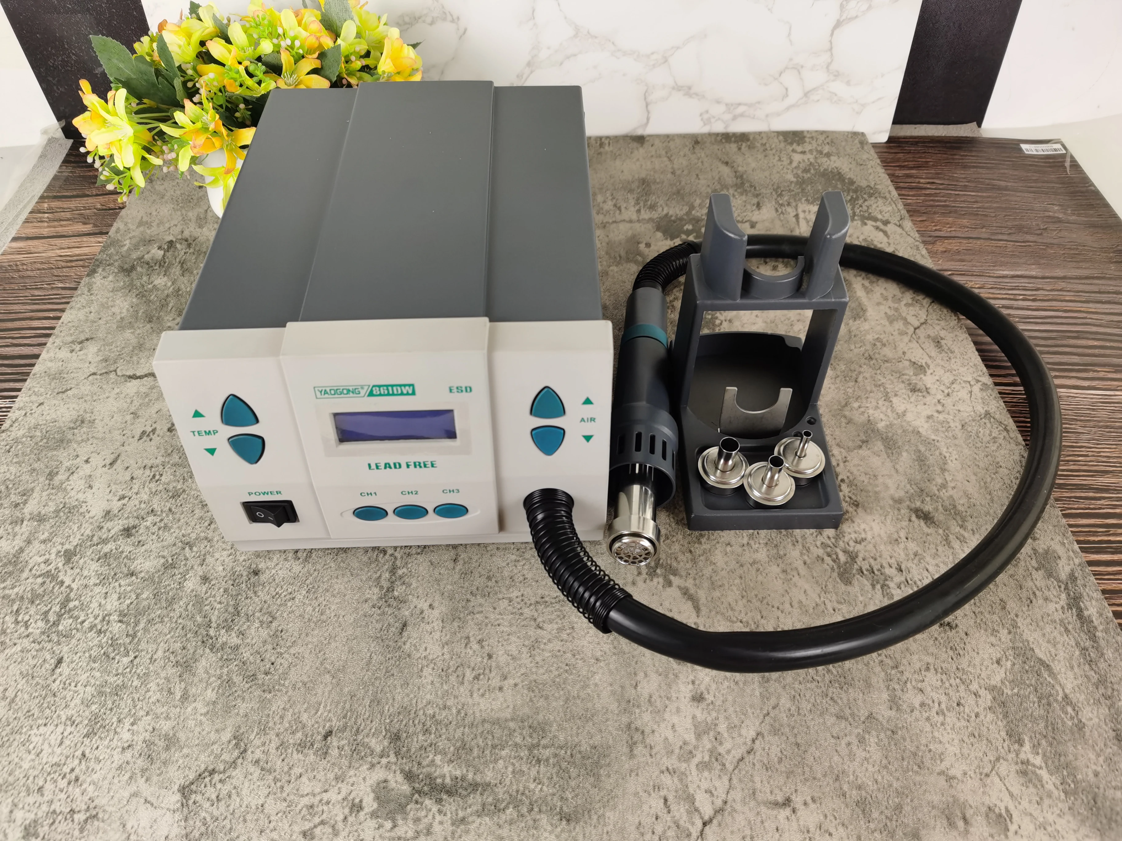 1000W 220/110V YAOGONG 861DW heat gun lead free hot air soldering station microcomputer temperature Rework Station+3nozzle