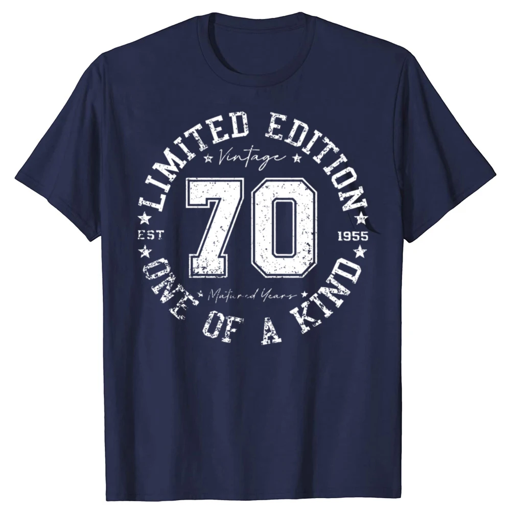 Funny 70 Year Old Gift Vintage 1955 Limited Edition 70th Birthday T-shirts Men Casual Tshirt 100% Cotton Loose Oversized T Shirt