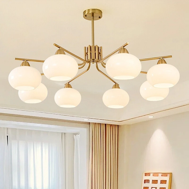 

Medieval simple restaurant chandelier creative persimmon living room lamp Bauhaus all copper hotel